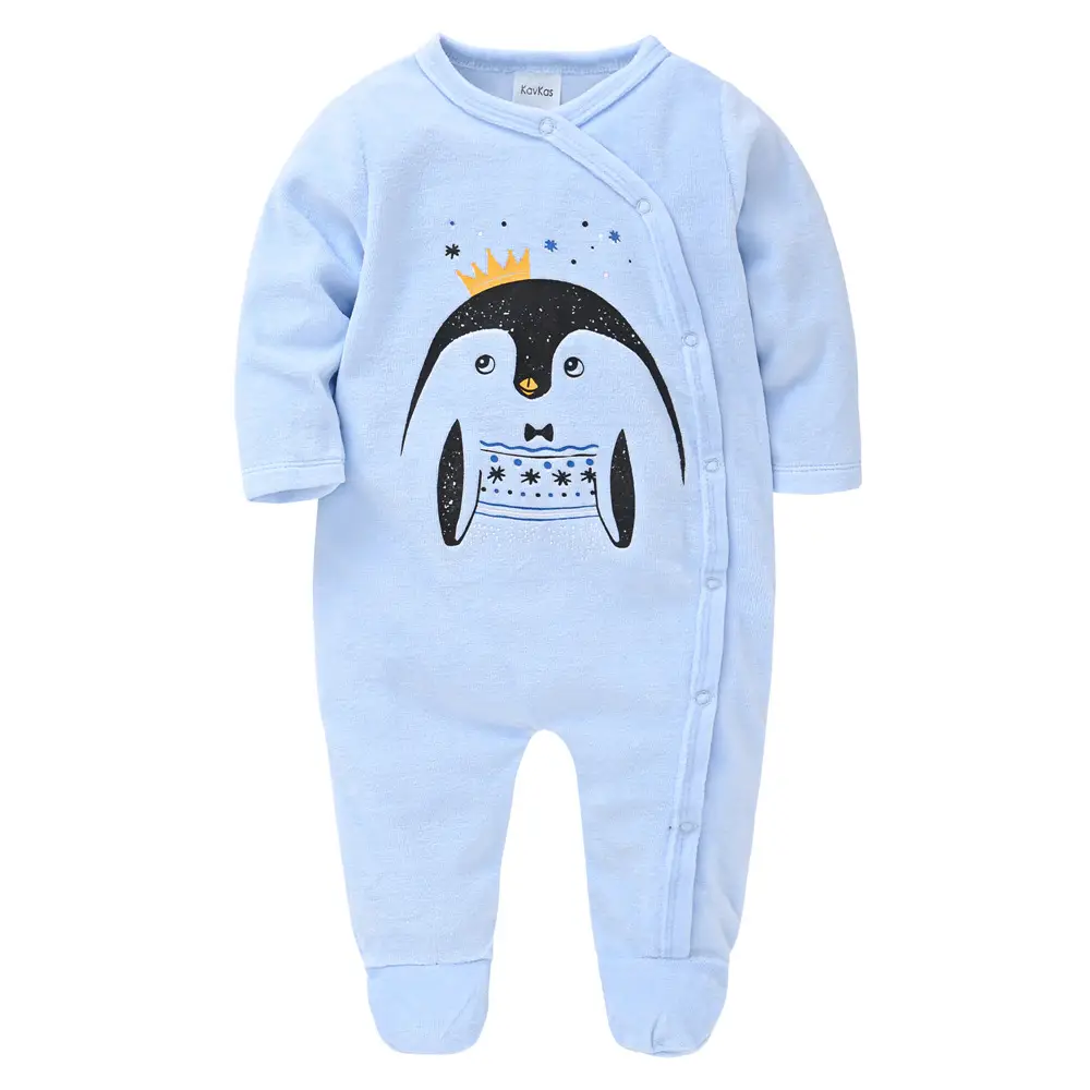 Blue Foot-Wrapped Baby Jumpsuit 3M+