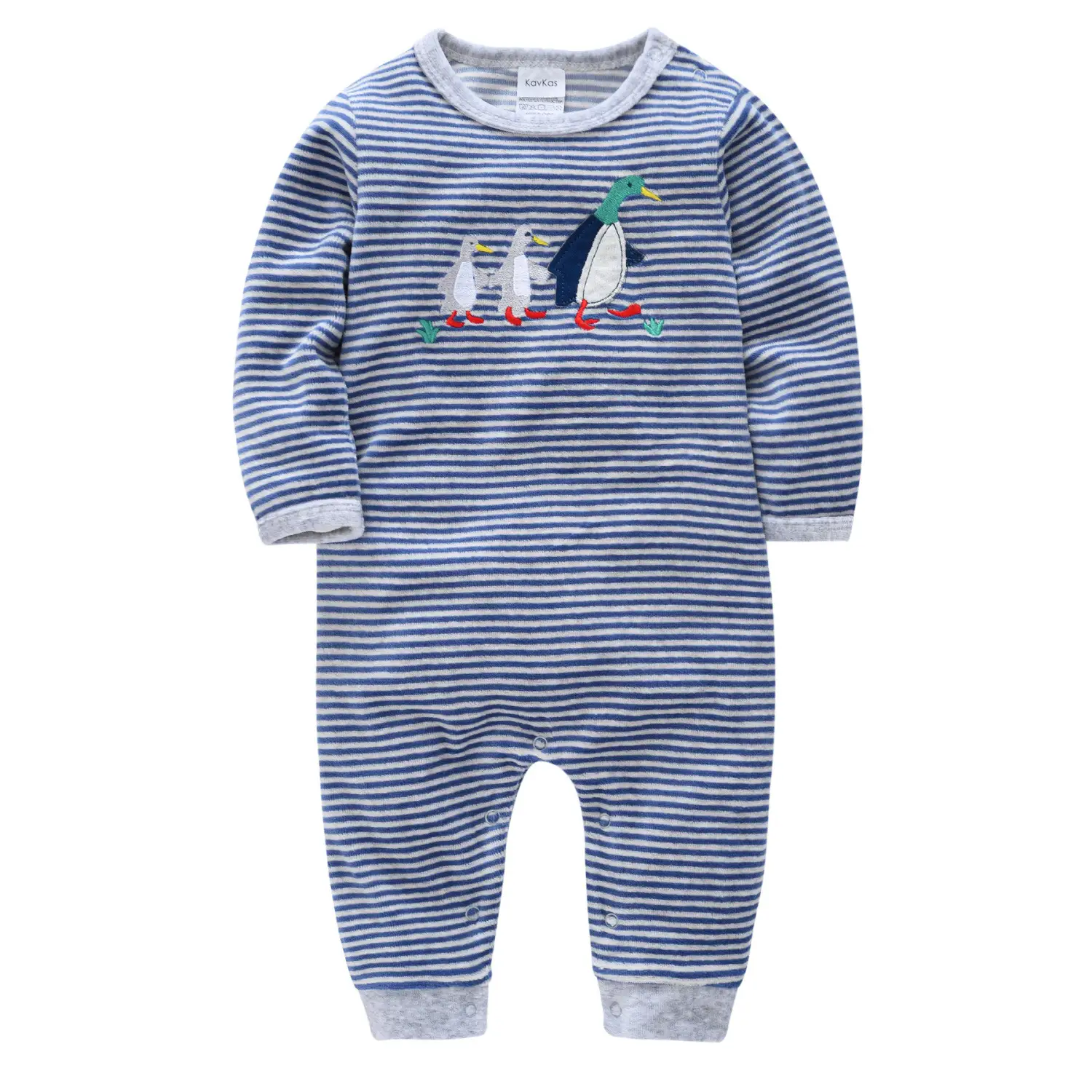 Blue Foot-Wrapped Baby Jumpsuit 3M+