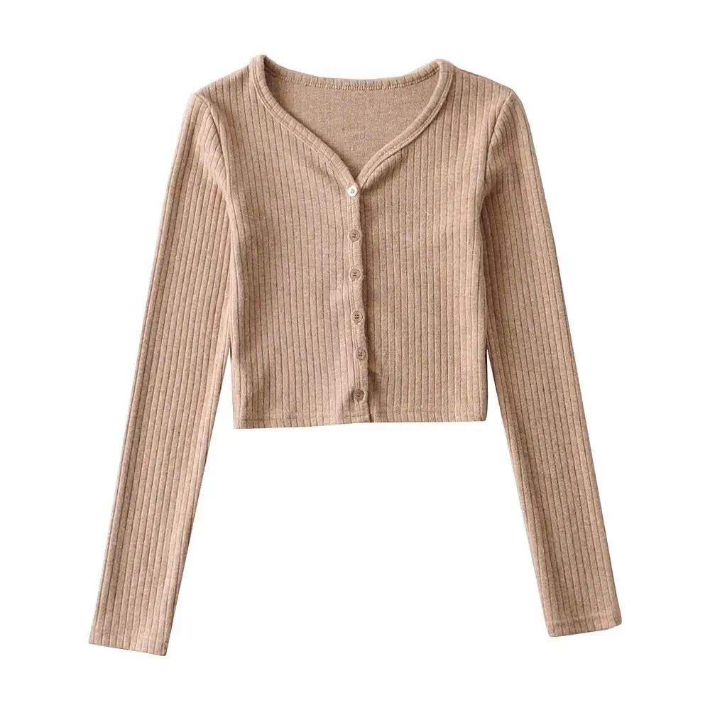 Black V-Neck Long Sleeve Cardigan for Women - Image 4