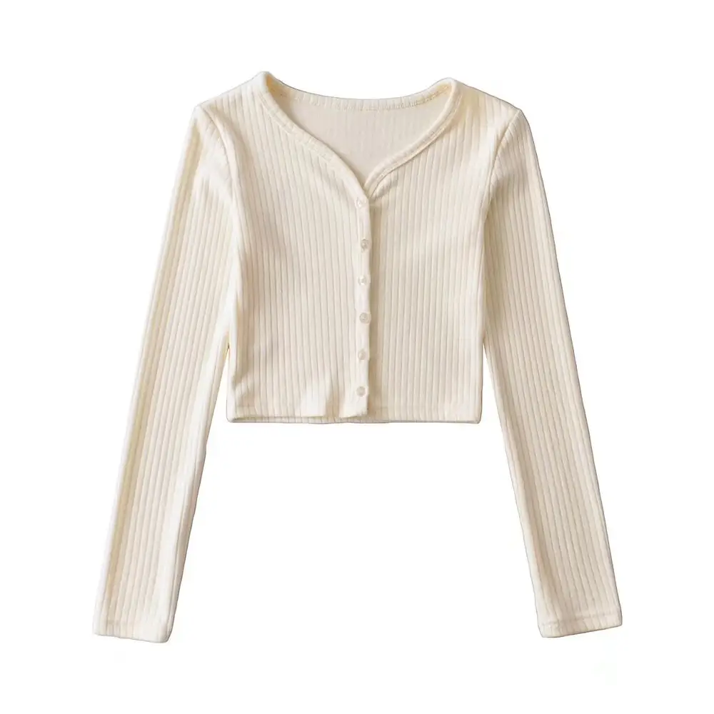 Black V-Neck Long Sleeve Cardigan for Women - Image 3