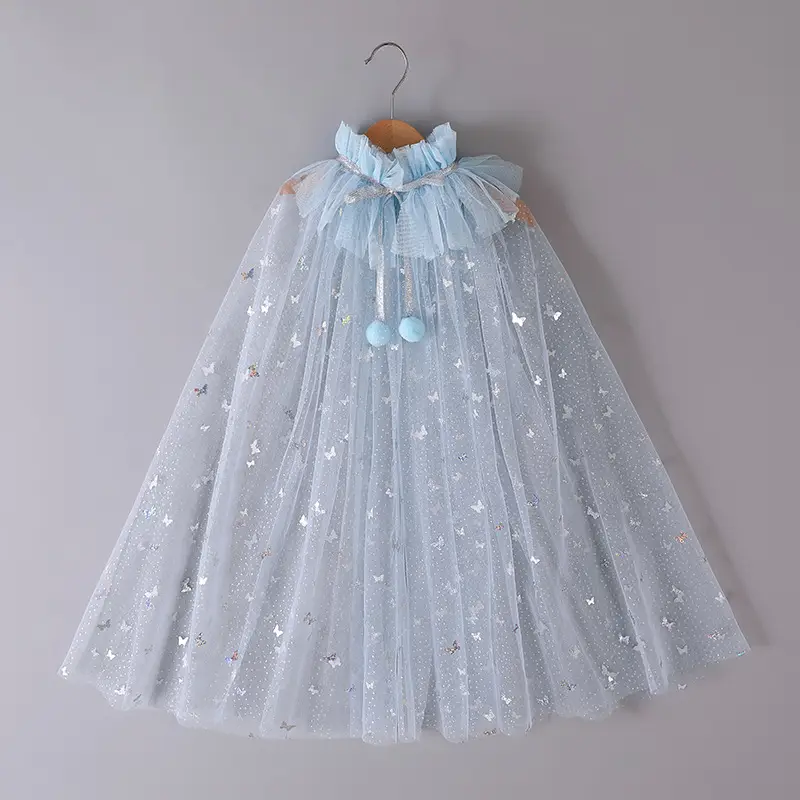 Elsa Cloak Sequined Mesh Blue Skirt for Girls - Image 10