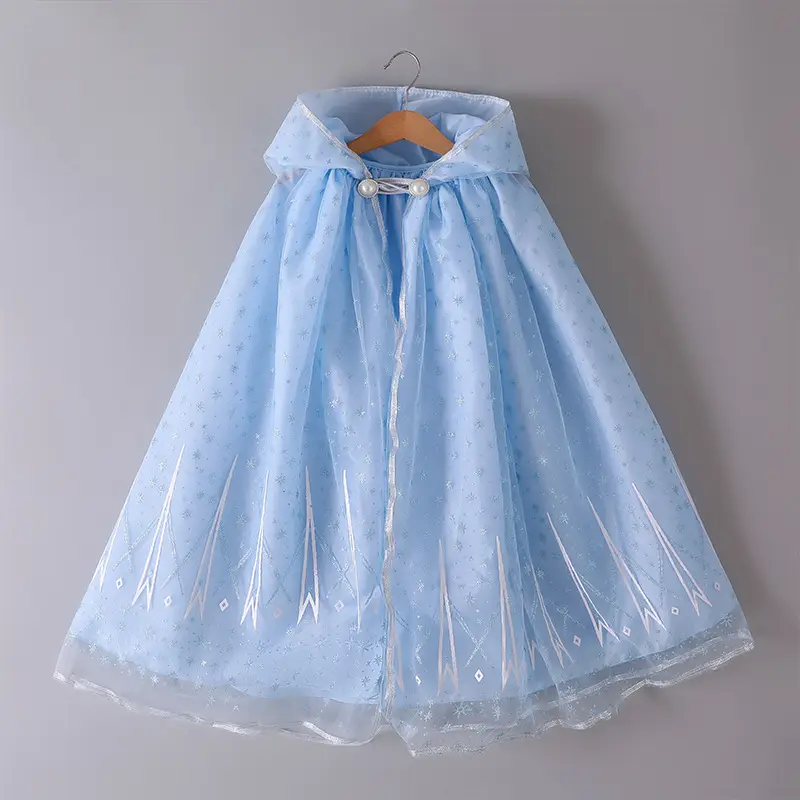 Elsa Cloak Sequined Mesh Blue Skirt for Girls - Image 2