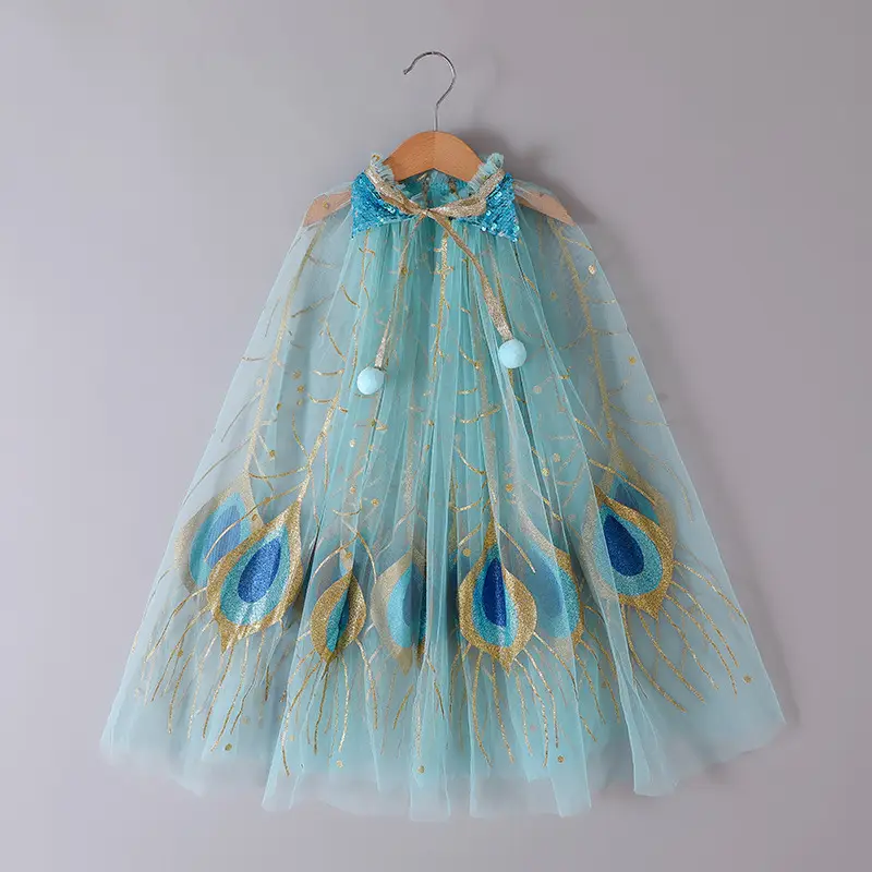 Elsa Cloak Sequined Mesh Blue Skirt for Girls - Image 5