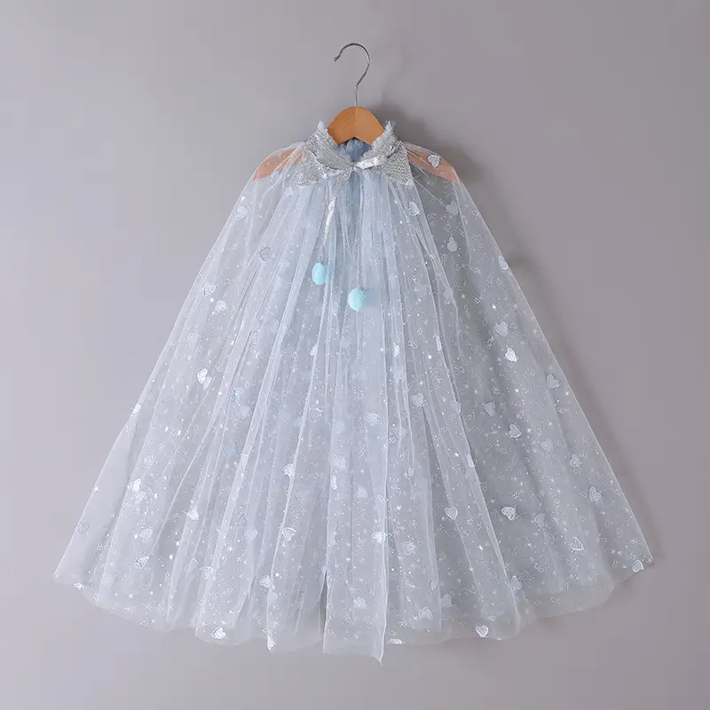 Elsa Cloak Sequined Mesh Blue Skirt for Girls - Image 7