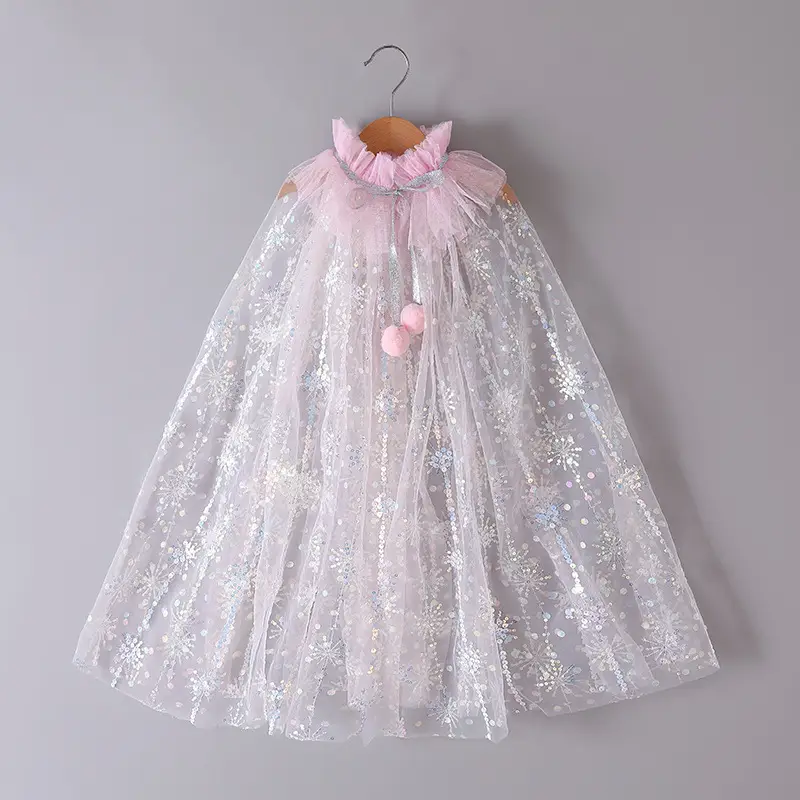Elsa Cloak Sequined Mesh Blue Skirt for Girls - Image 8