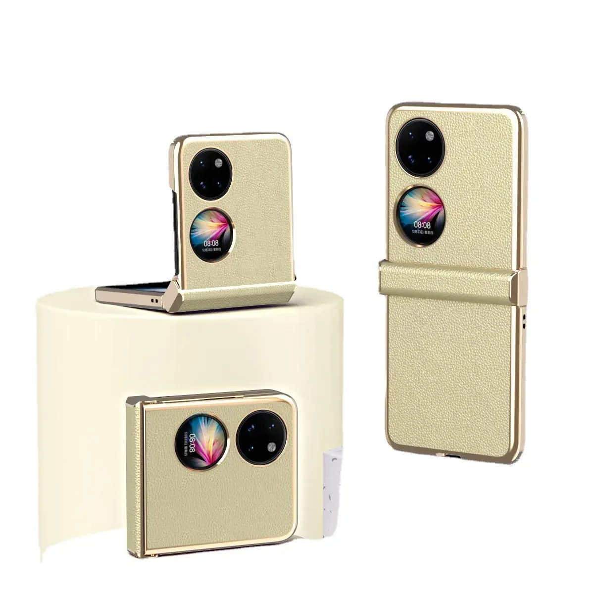 Huawei Pocket2 Folding Leather Case Gold Anti-Drop