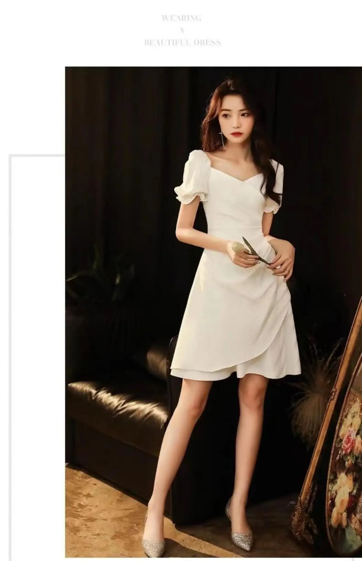 White French Style Women's Skirt Dress Small — feature 3