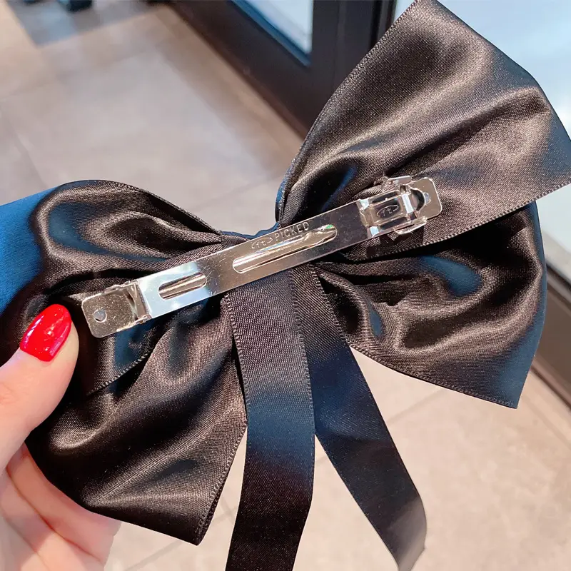 Wu Jinyan Style Black Bow Hairpin for Women - Image 8