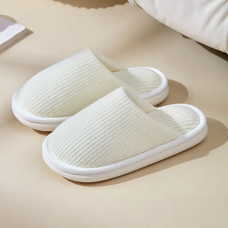 Women's Cotton Slippers for Autumn and Winter, Indoor Home Use, Couple's Non-Slip Thick-Soled Plush Cotton Shoes, Winter Home Use, Height-Increasing and Comfortable - Image 2