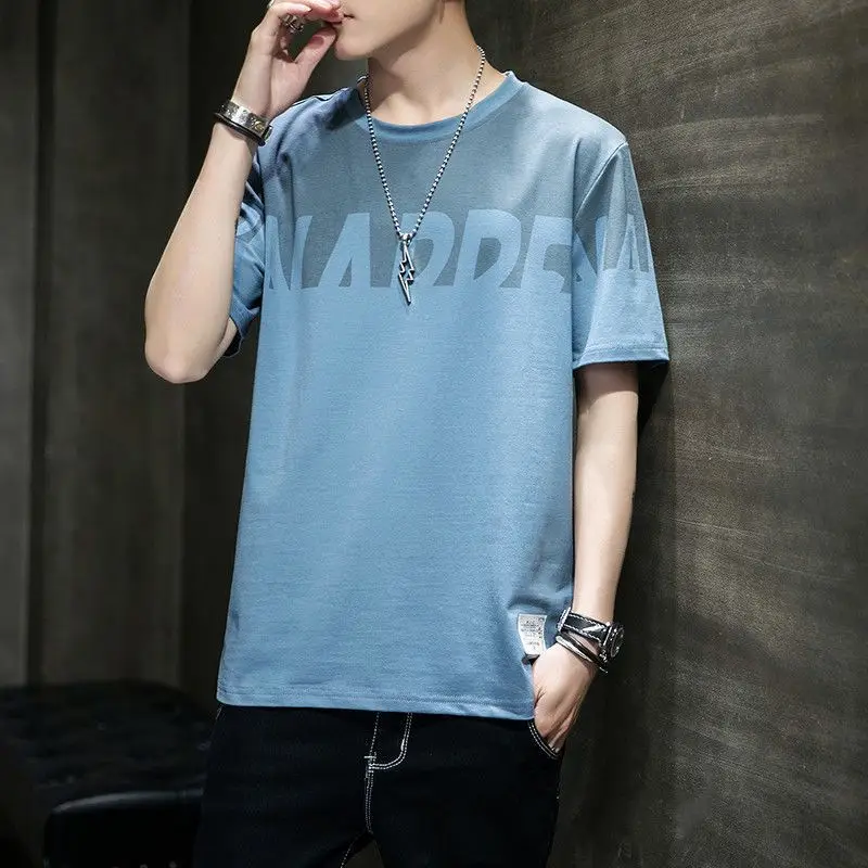 Men's 2023 Summer White Blue Striped T-Shirt Y.N.J.D - Image 36