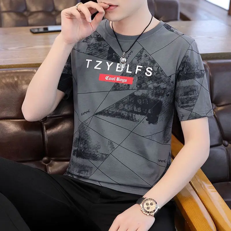 Men's 2023 Summer White Blue Striped T-Shirt Y.N.J.D - Image 19