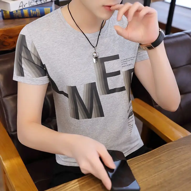 Men's 2023 Summer White Blue Striped T-Shirt Y.N.J.D - Image 3