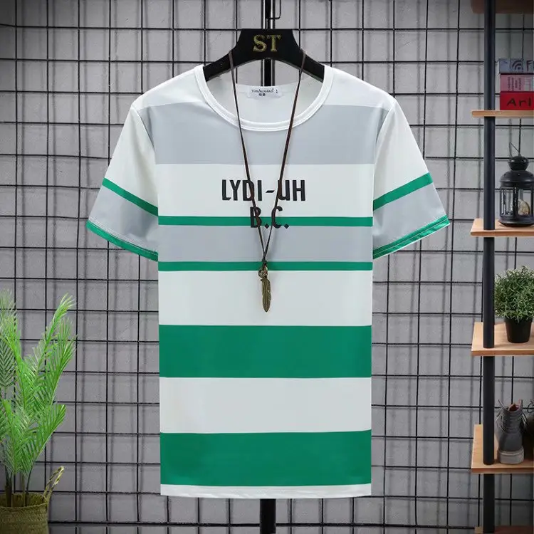 Men's 2023 Summer White Blue Striped T-Shirt Y.N.J.D - Image 26