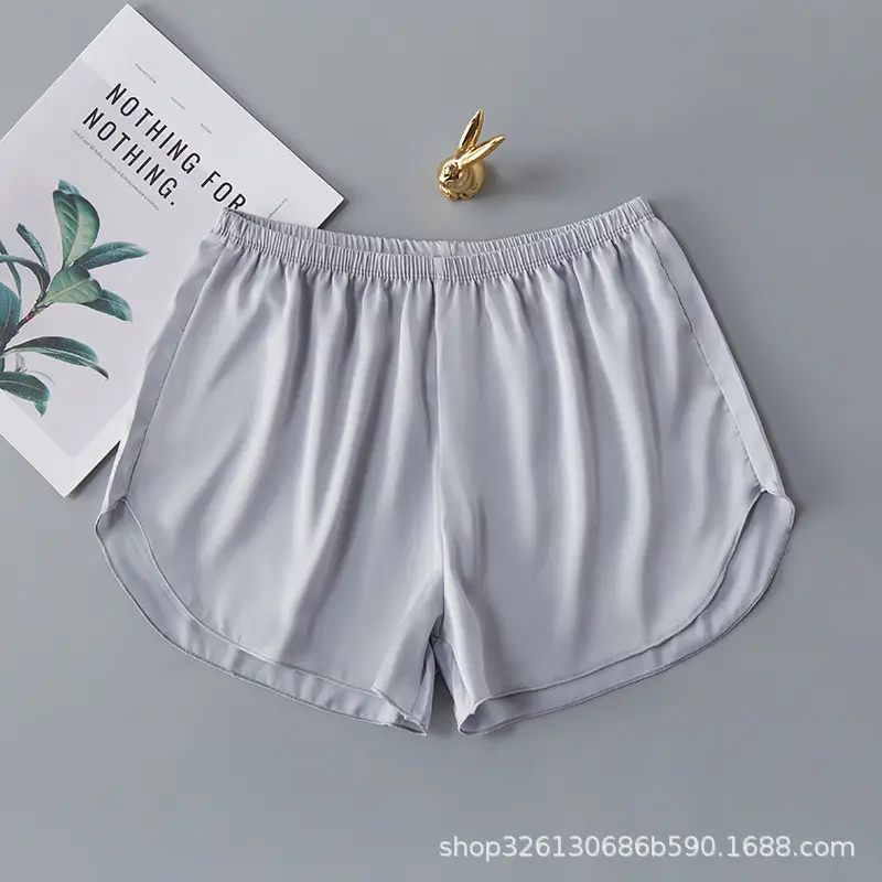 Women Plus Size Satin Shorts Light Grey - Image 2