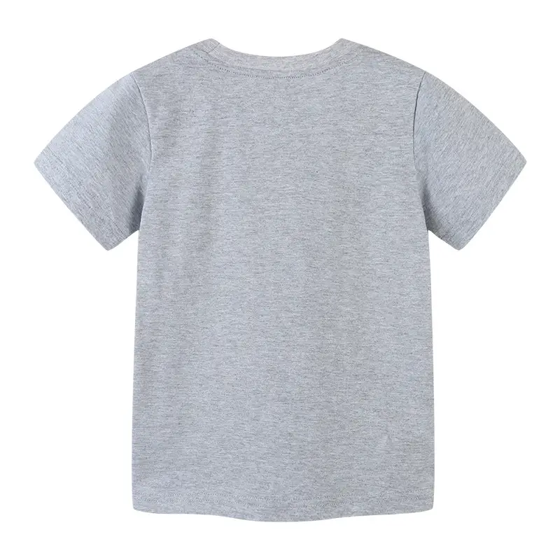 Kids Cartoon Airplane T-Shirt Grey Knitted Cotton - Image 3