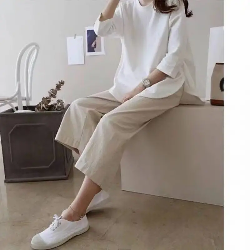 2022 White Linen Wide Leg Pants for Women - Image 8