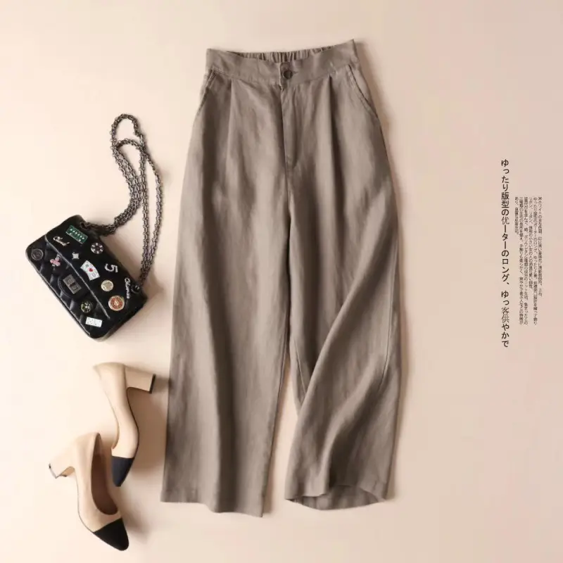 2022 White Linen Wide Leg Pants for Women - Image 10
