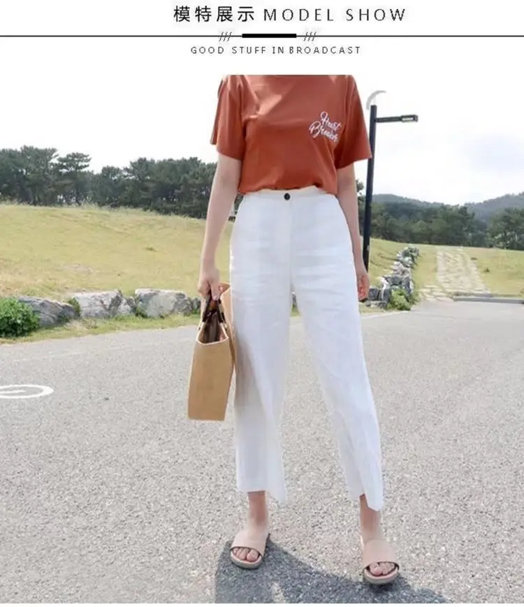 2022 White Linen Wide Leg Pants for Women — feature 4