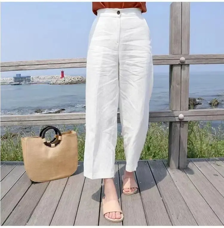 2022 White Linen Wide Leg Pants for Women — feature 6