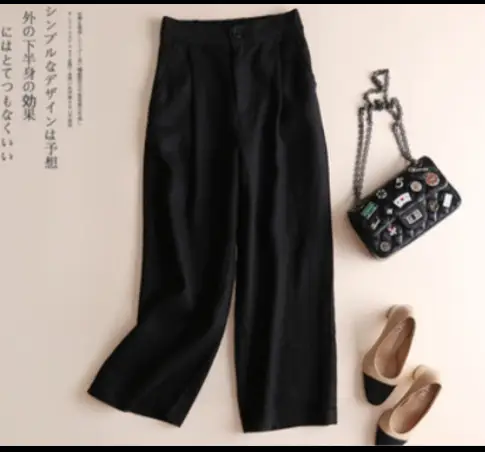 2022 White Linen Wide Leg Pants for Women - Image 2