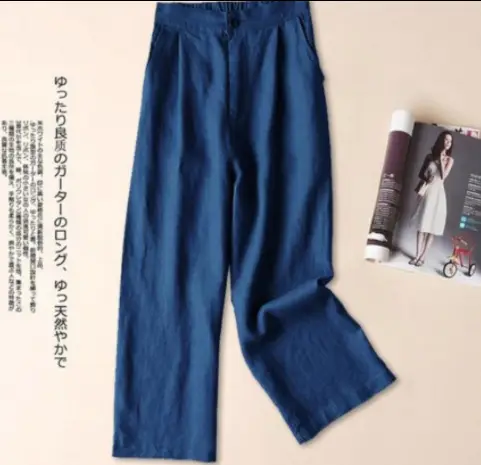 2022 White Linen Wide Leg Pants for Women - Image 3