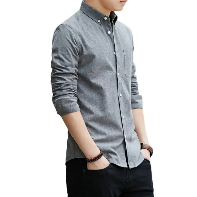 Men's 2021 Oxford Textile Slim Fit Shirt Navy Blue - Image 10