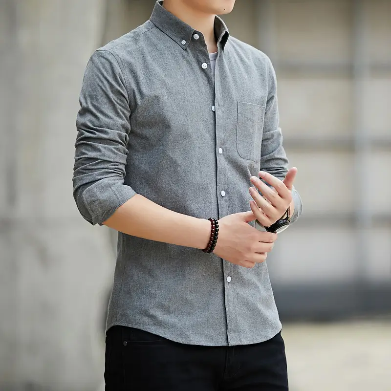 Men's 2021 Oxford Textile Slim Fit Shirt Navy Blue - Image 4