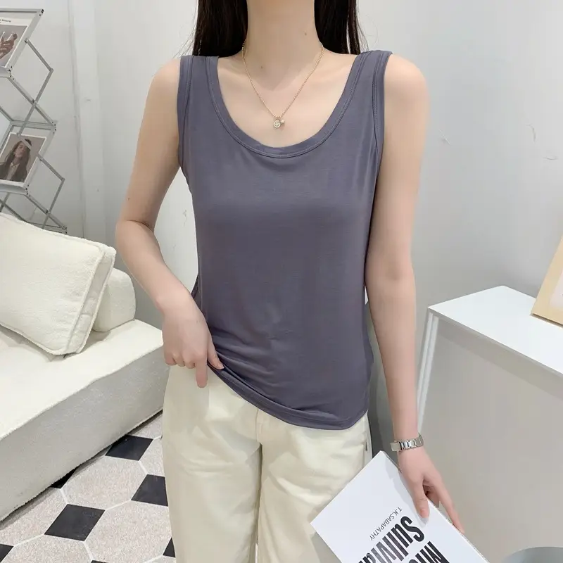 Women's Purple U-Neck Sleeveless Vest Large