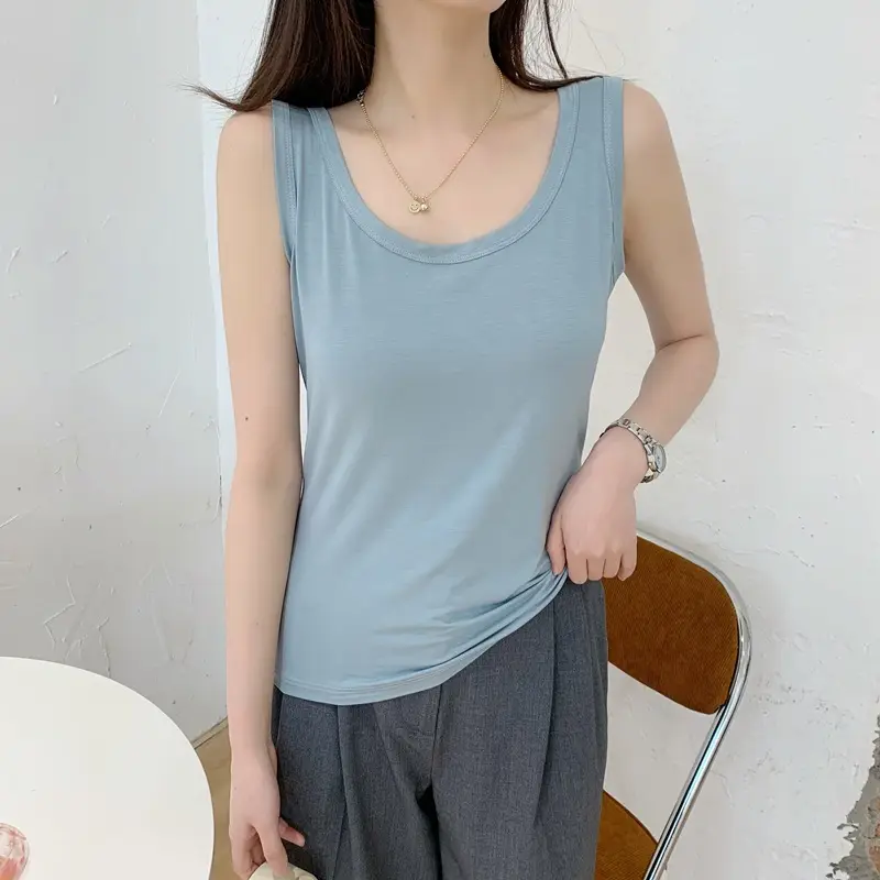 Women's Purple U-Neck Sleeveless Vest Large