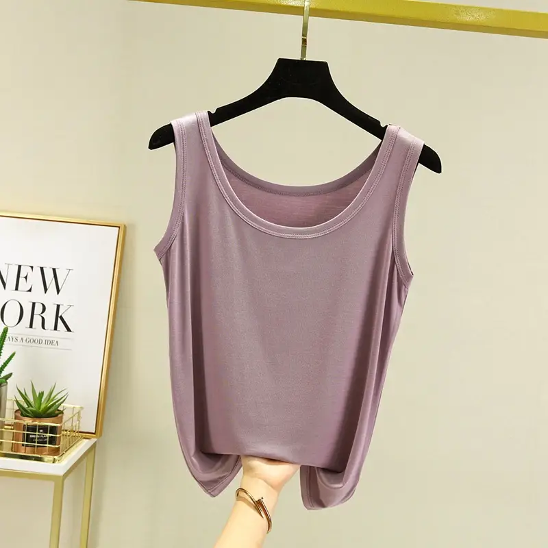 Women's Purple U-Neck Sleeveless Vest Large