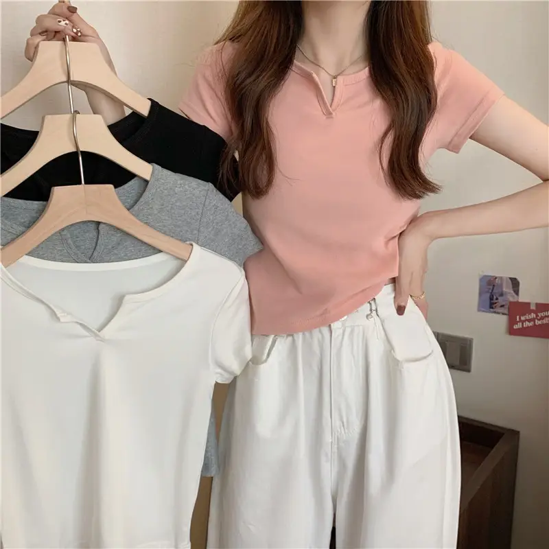 Women Grey Crop Top Short Sleeve Spicy Style 2025 - Image 13