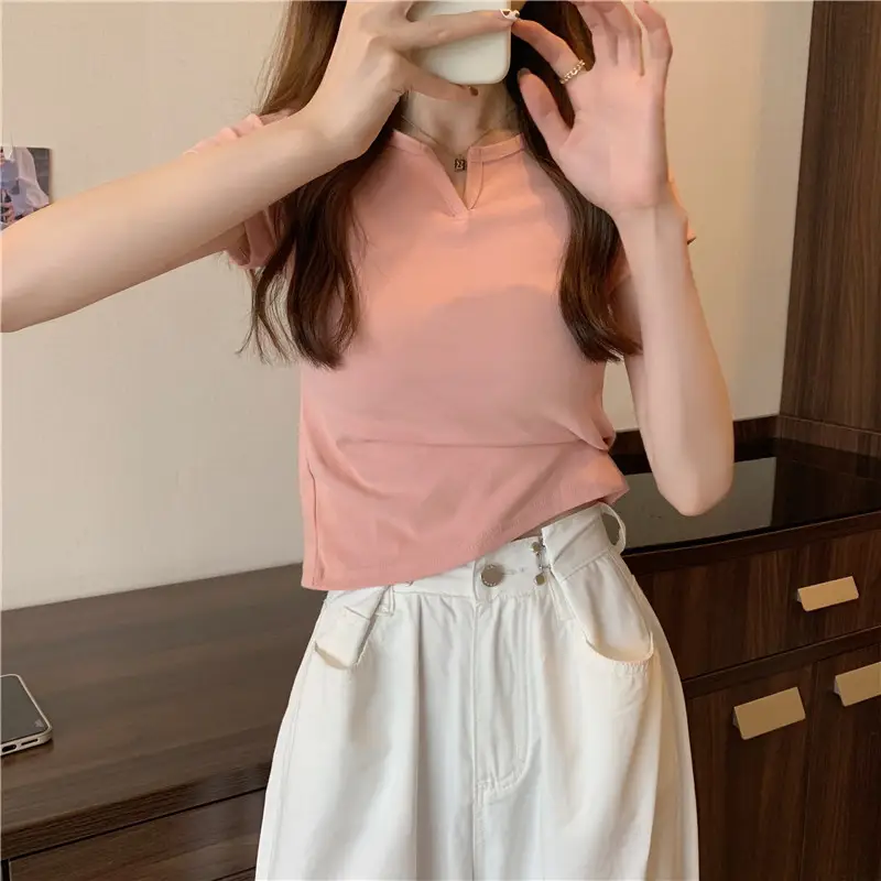 Women Grey Crop Top Short Sleeve Spicy Style 2025 — feature 11