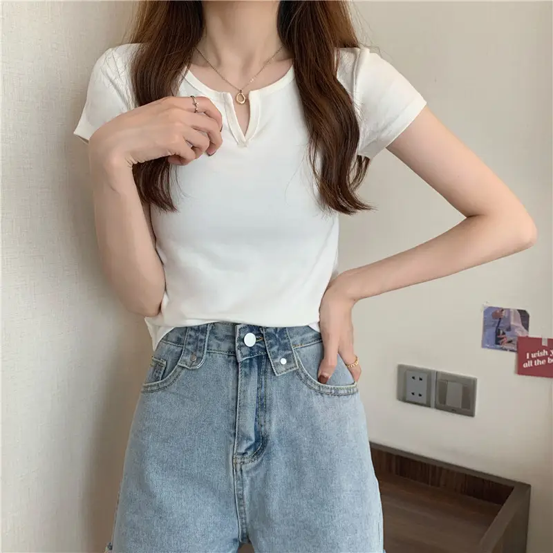 Women Grey Crop Top Short Sleeve Spicy Style 2025 — feature 17