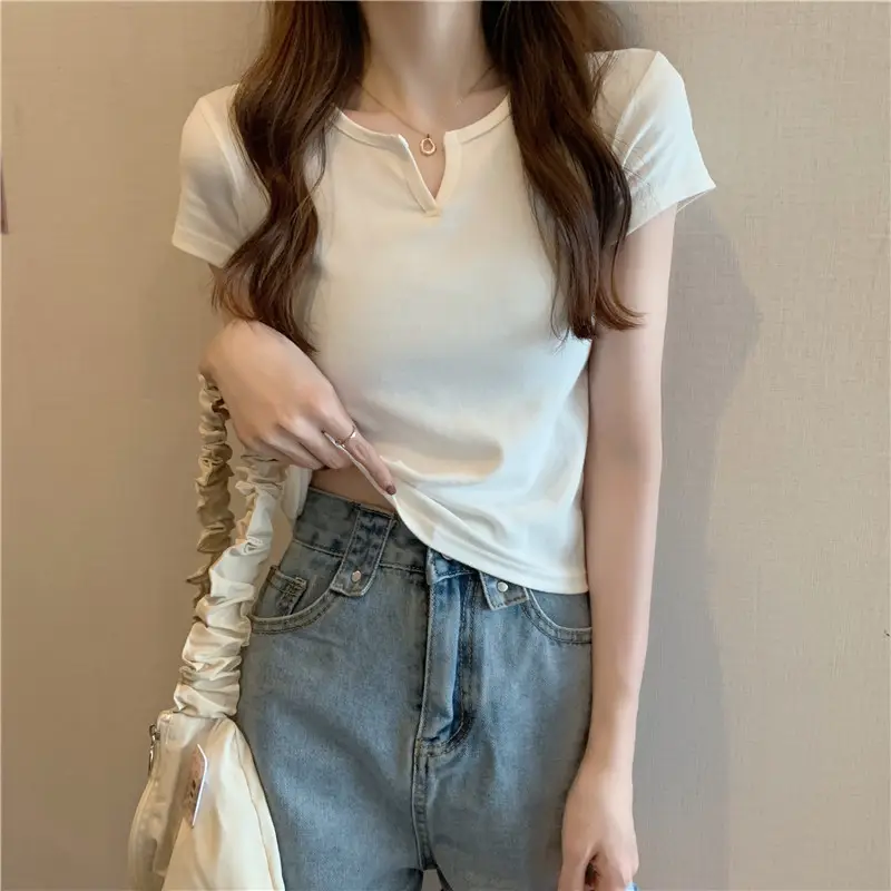 Women Grey Crop Top Short Sleeve Spicy Style 2025 — feature 18