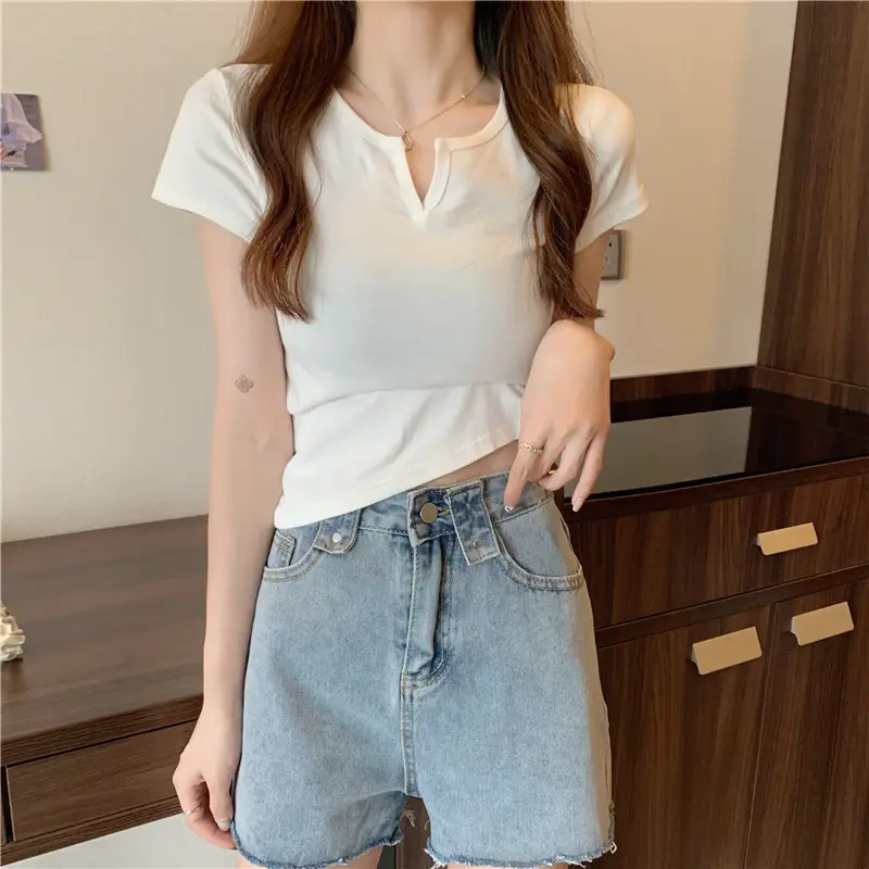 Women Grey Crop Top Short Sleeve Spicy Style 2025 — feature 19