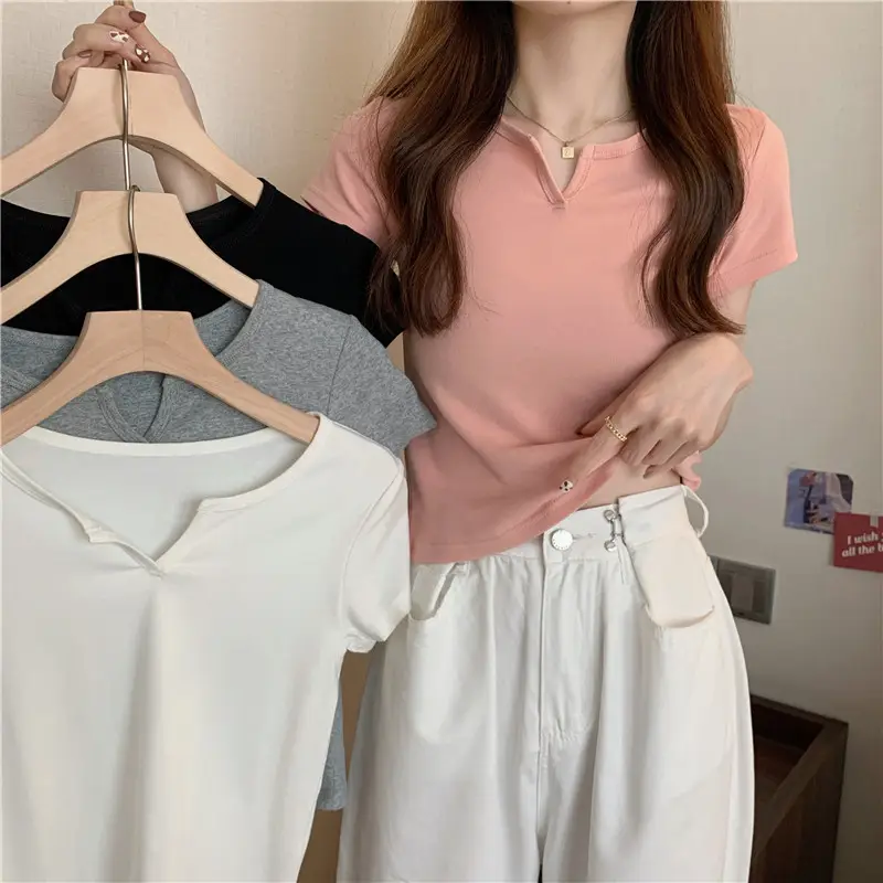 Women Grey Crop Top Short Sleeve Spicy Style 2025 — feature 4