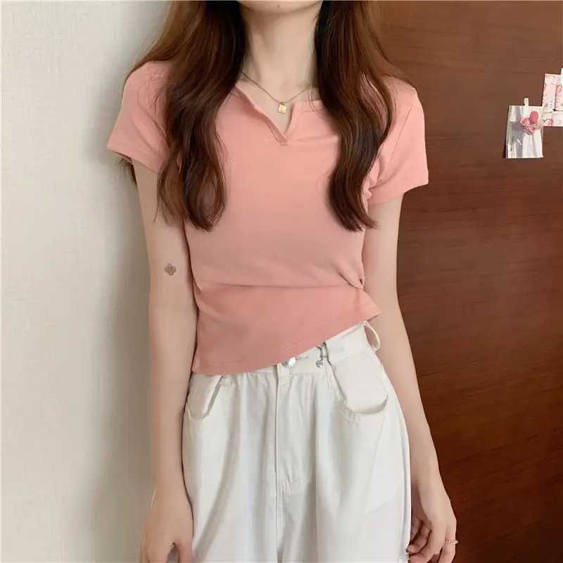 Women Grey Crop Top Short Sleeve Spicy Style 2025 — feature 7
