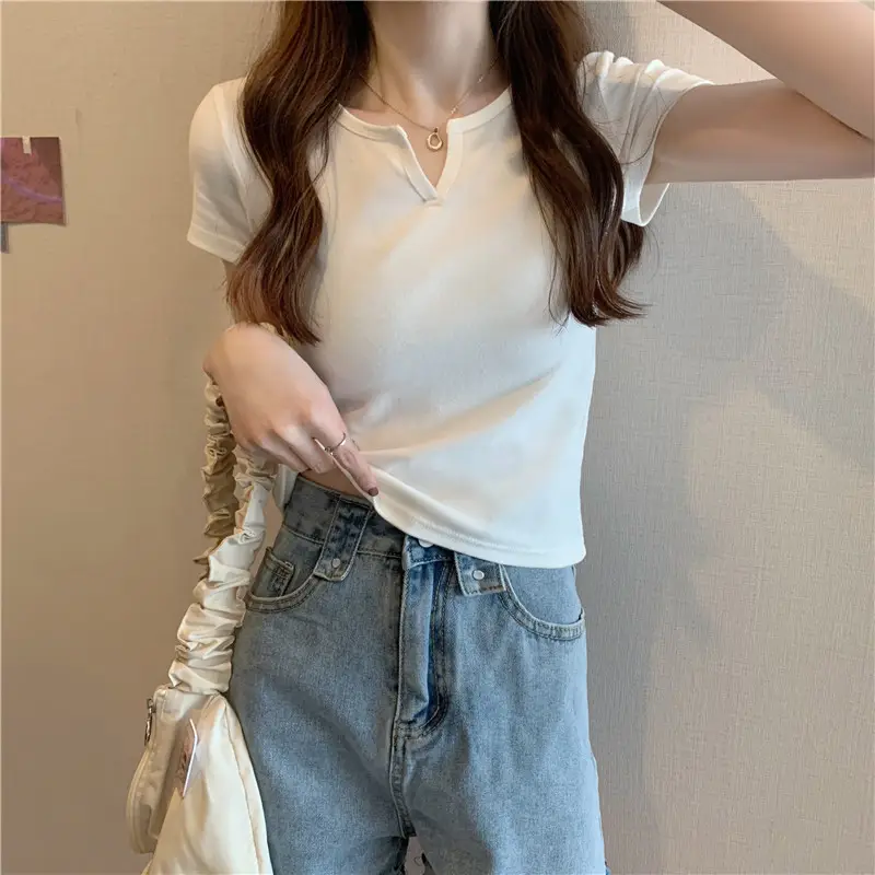 Women Grey Crop Top Short Sleeve Spicy Style 2025 - Image 10