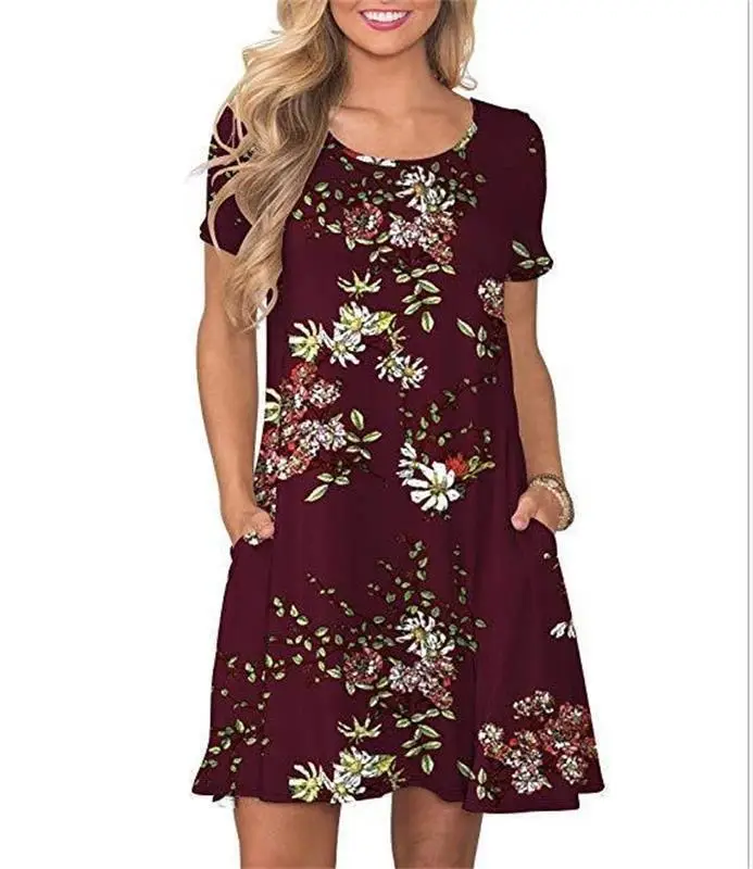 Women Sunflower Printed Casual Dress Blue Checkered - Image 6