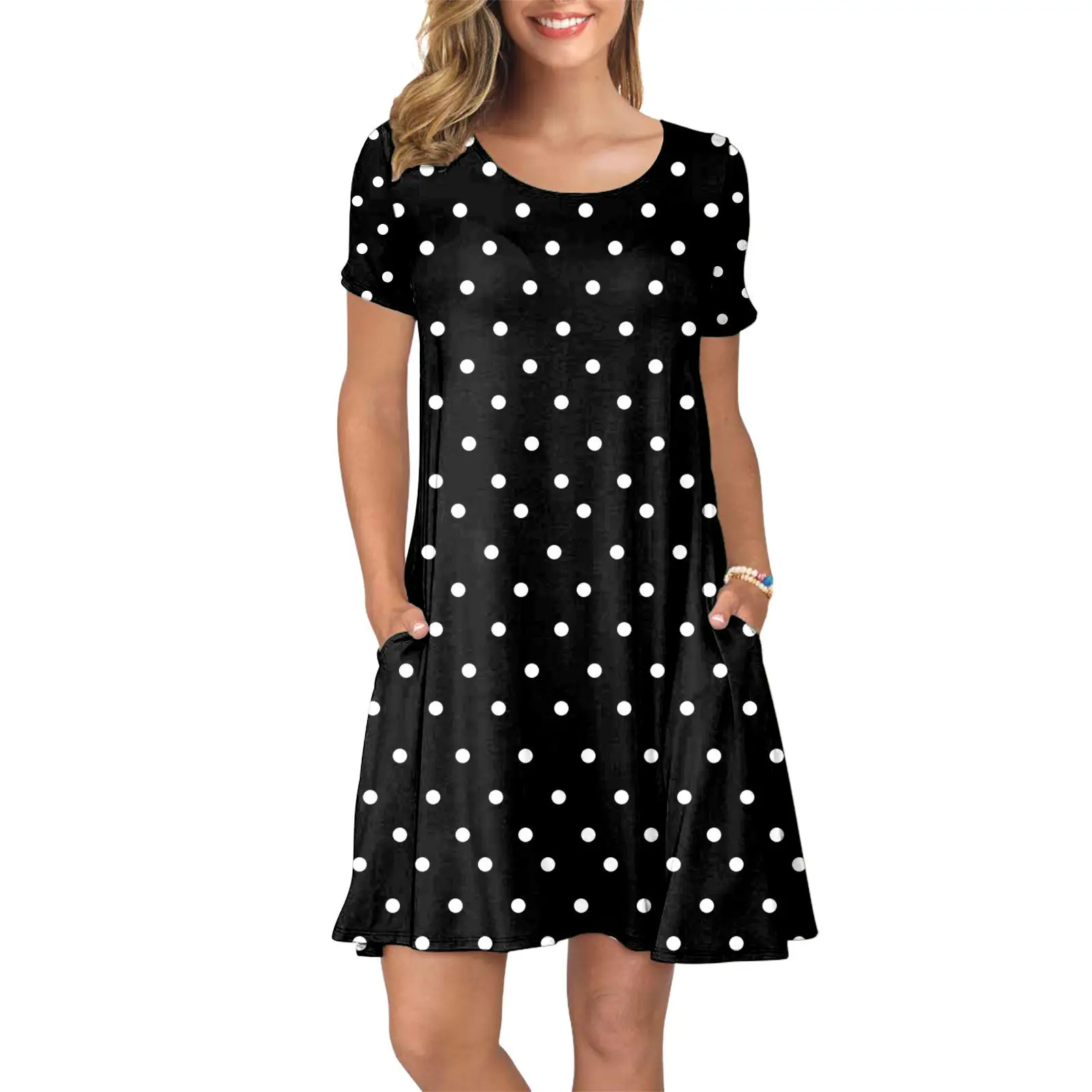 Women Sunflower Printed Casual Dress Blue Checkered - Image 8
