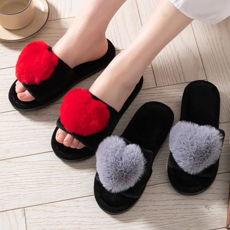 Love opening Mao Mao open toe foreign trade cross-border warm autumn and winter Four Seasons open cotton slippers Amazon home slippers
