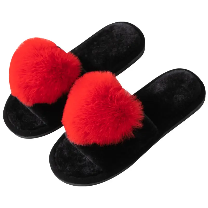 Love opening Mao Mao open toe foreign trade cross-border warm autumn and winter Four Seasons open cotton slippers Amazon home slippers