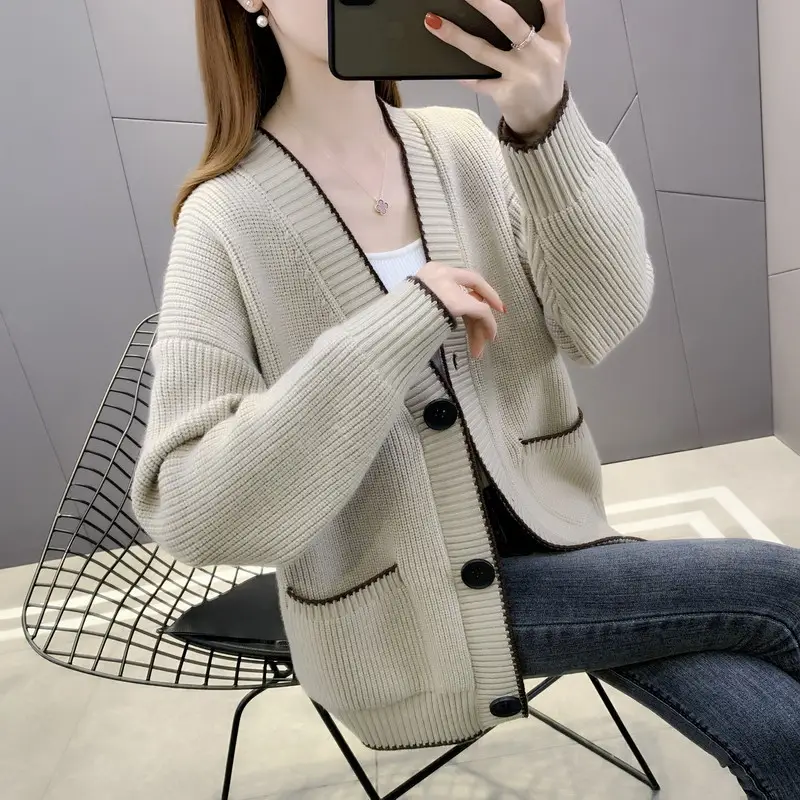 Women Knitted Cardigan Red Spring Autumn 2022 - Image 7