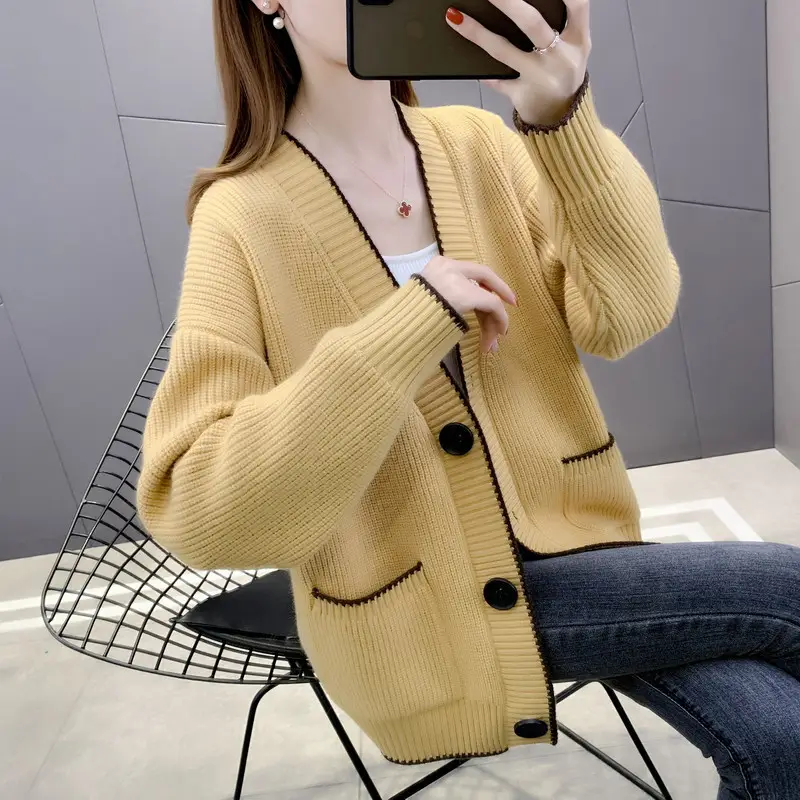 Women Knitted Cardigan Red Spring Autumn 2022 - Image 9