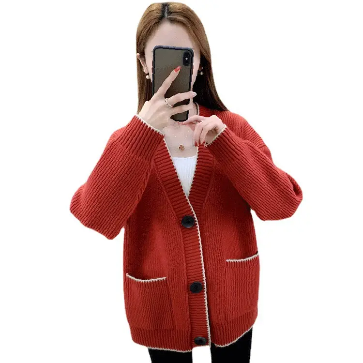 Women Knitted Cardigan Red Spring Autumn 2022 - Image 10