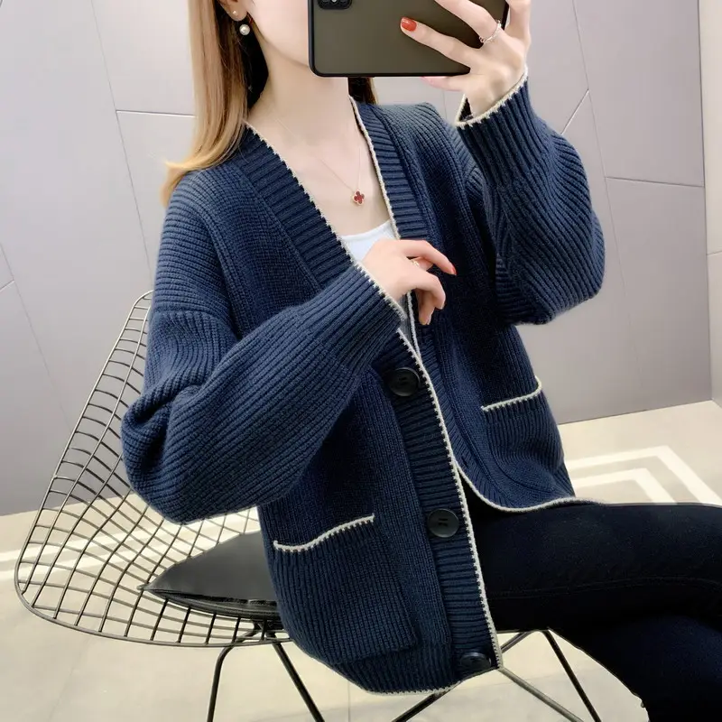 Women Knitted Cardigan Red Spring Autumn 2022 - Image 4