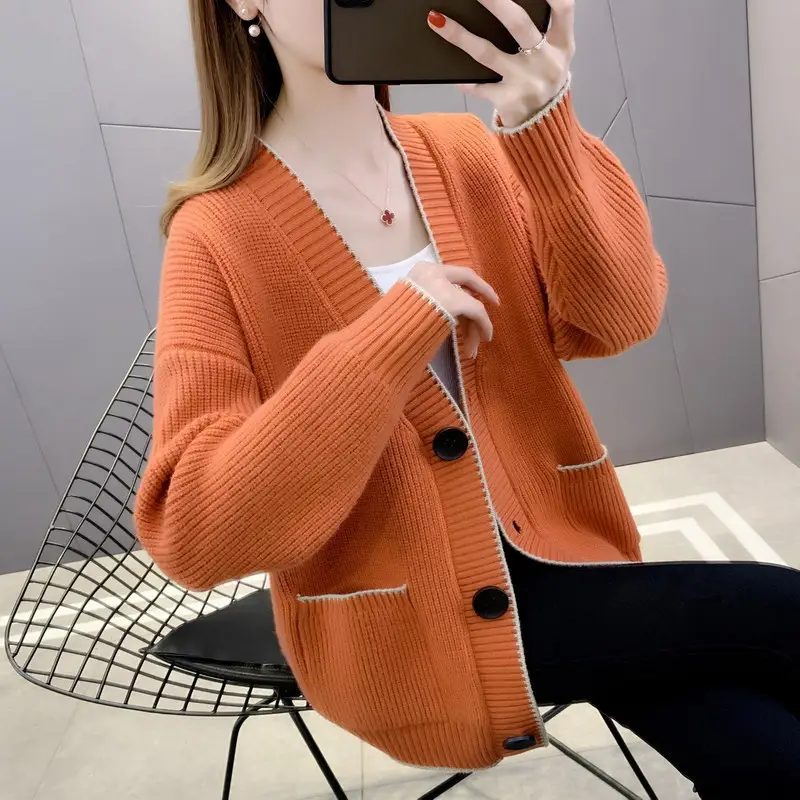 Women Knitted Cardigan Red Spring Autumn 2022 - Image 5