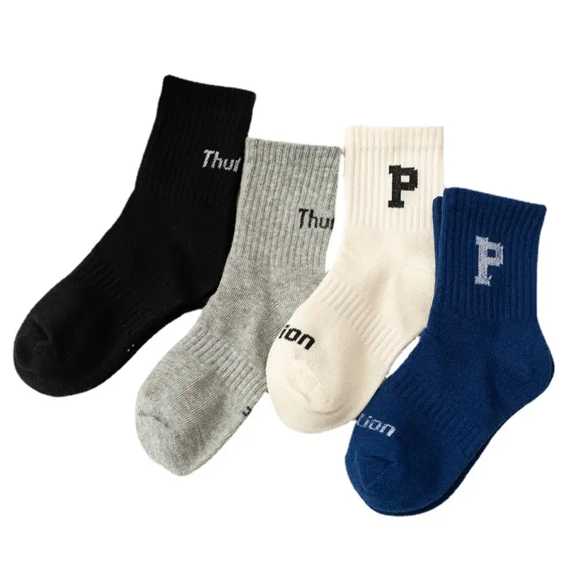 Girls Korean P Letter Cotton Socks Large Size