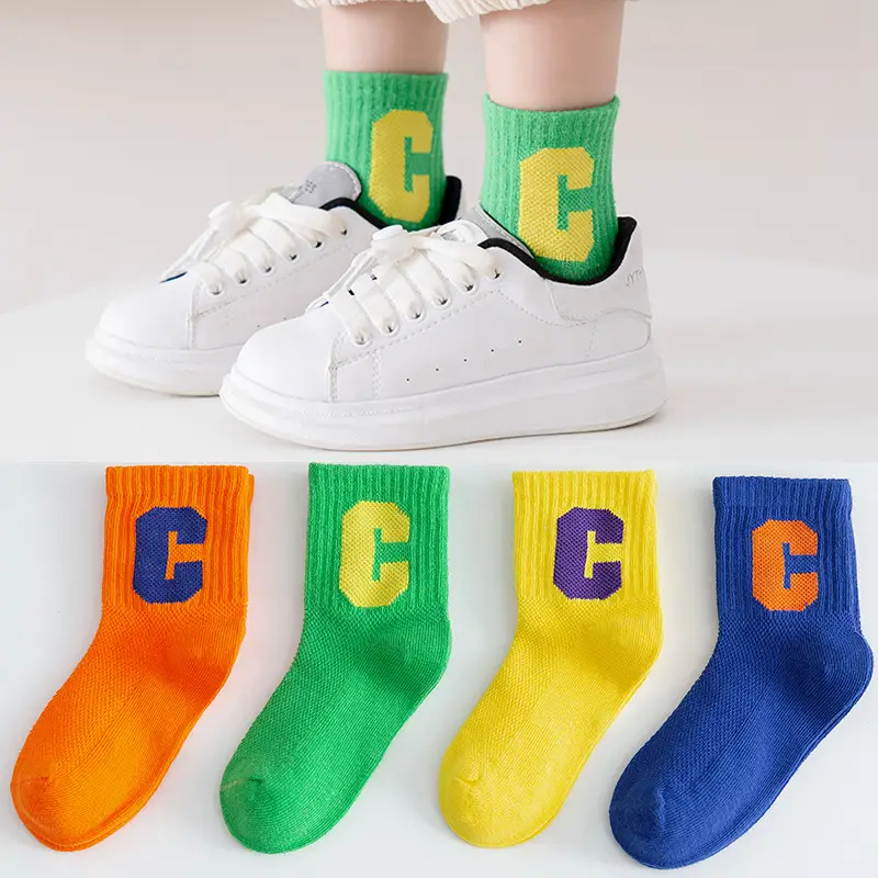 Girls Korean P Letter Cotton Socks Large Size