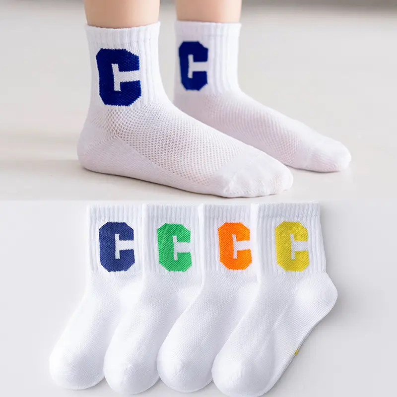 Girls Korean P Letter Cotton Socks Large Size